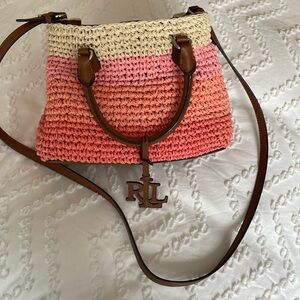 Ralph Lauren Crossbody bag Straw multicolor straw with brown leather straps